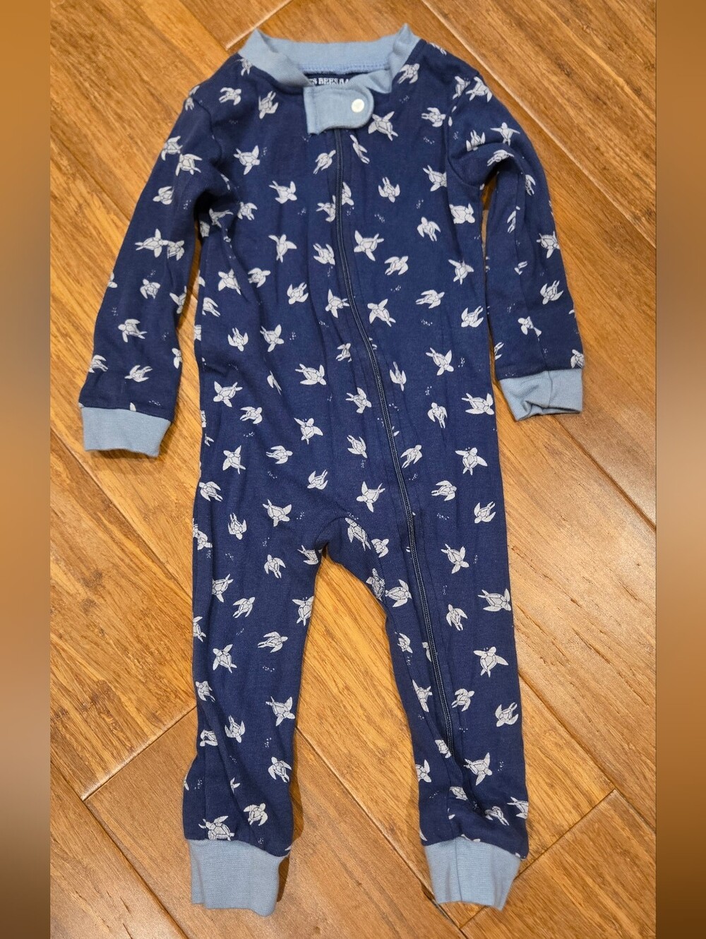 Burts Bees Baby Blue Turtle Zipper Footless Pajama Bodysuit